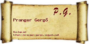 Pranger Gergő névjegykártya