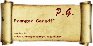 Pranger Gergő névjegykártya